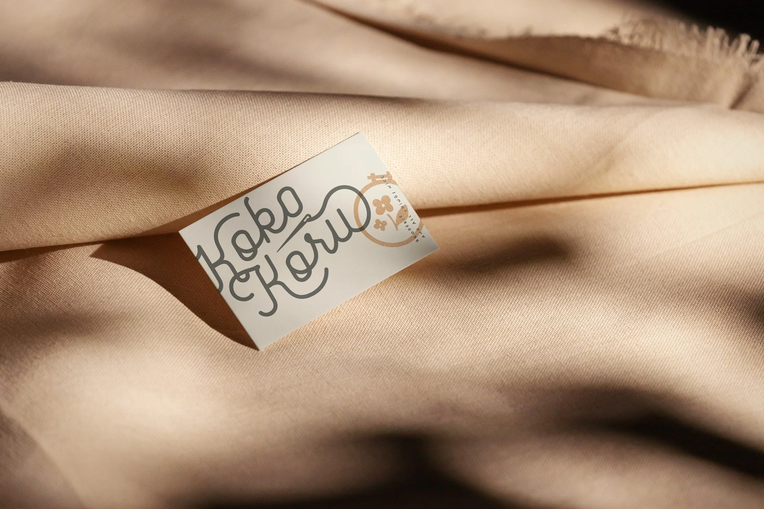 Kokokoru Broderie logo featuring refined san serif lettering and organic, handcrafted details inspired by stamp look