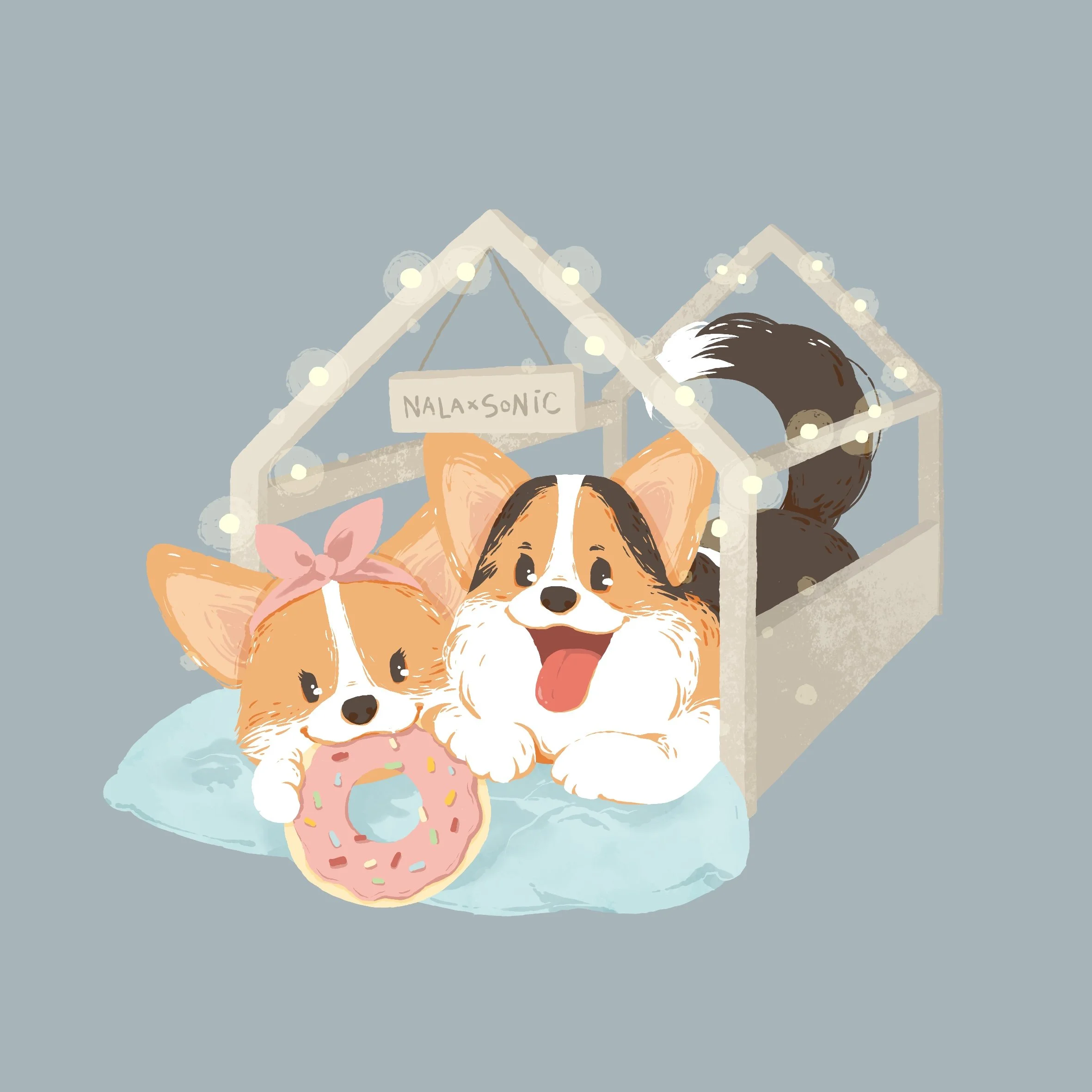 Custom illustration artwork of a corgi pet dog