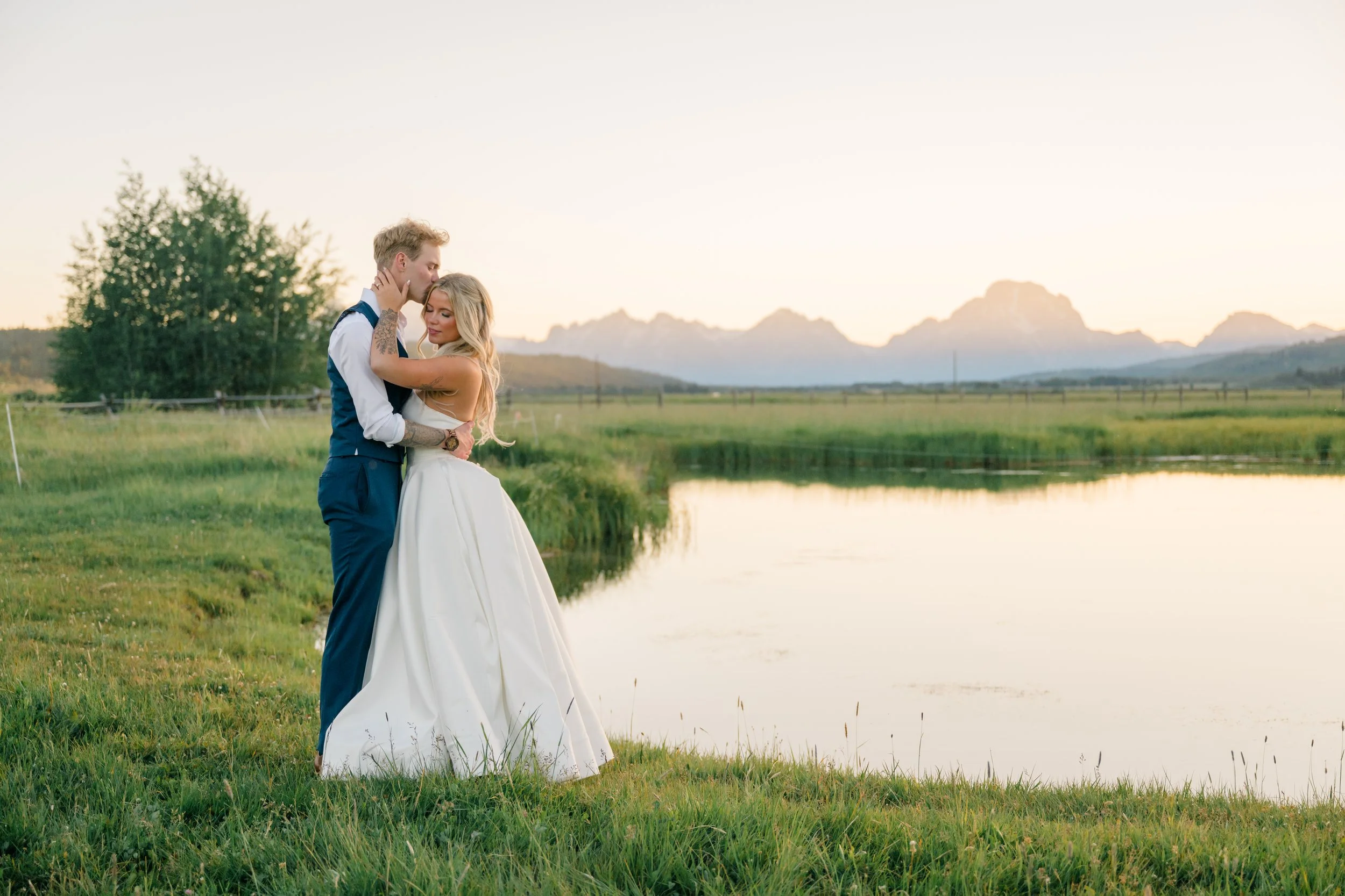 bride and groom at diamond cross ranch for their luxury wedding