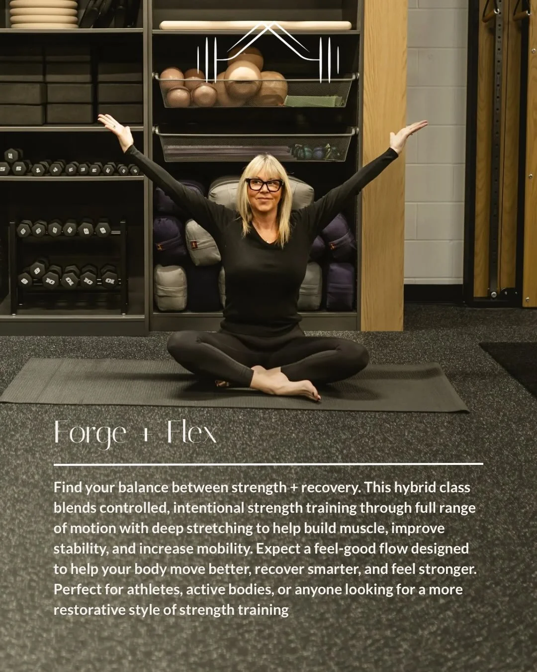 Strength that feels good 🤎

Forge + Flex is where intentional movement meets recovery. Expect controlled strength work, mobility flows, deep stretching, and full-body movements designed to help you feel stronger, more stable, and more connected to y