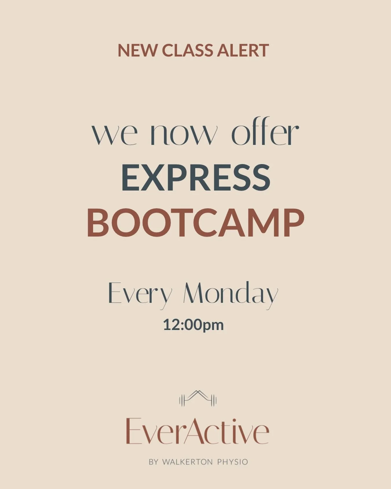 NEW CLASS ALERT 🚨

Meet your new Monday lunch break obsession. 👏
Our 45-minute Express Bootcamp is designed to get you in, sweaty, strong, and back to your day feeling energized. Expect a fun mix of strength, conditioning, and full-body movement &m