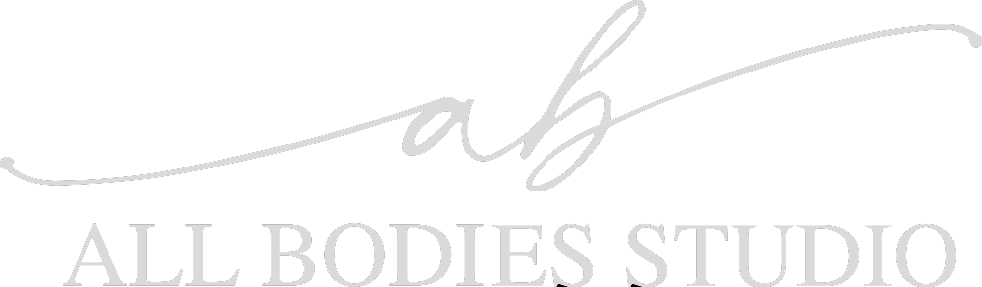 Logo of Ab All Bodies Studio with a stylized cursive 'ab' above the studio name in capital letters.