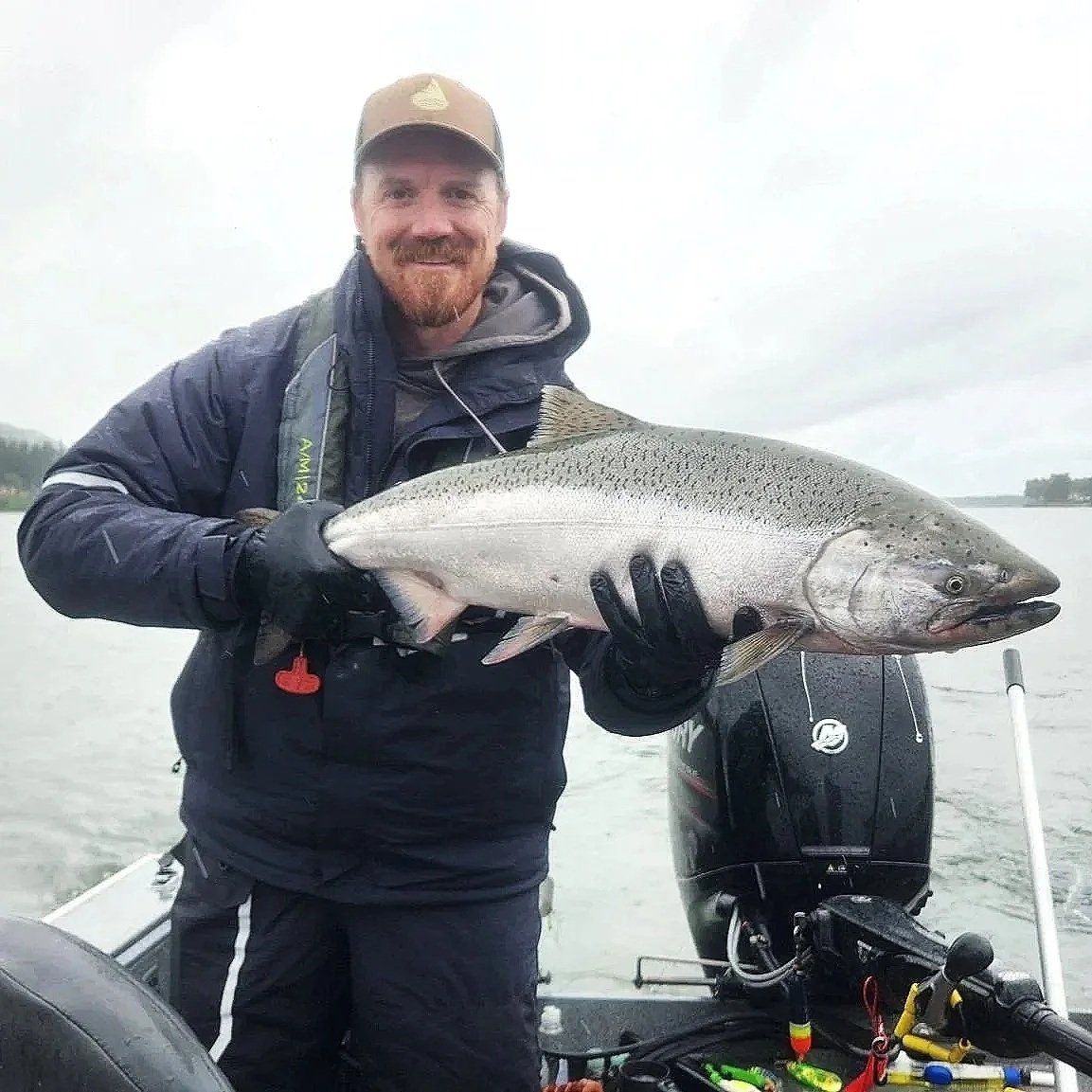 Capt. Nate Koenigsknecht with a gorgeous Columbia River springer.
