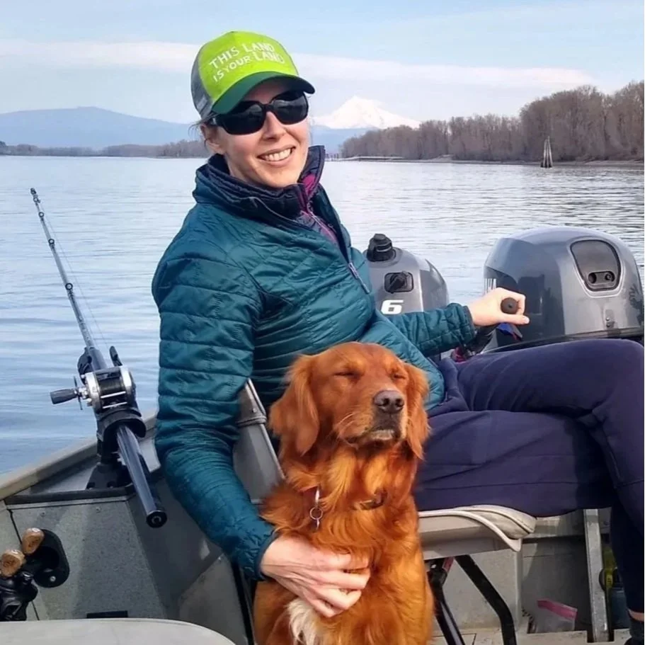 Anne T. and Otter trolling for salmon.