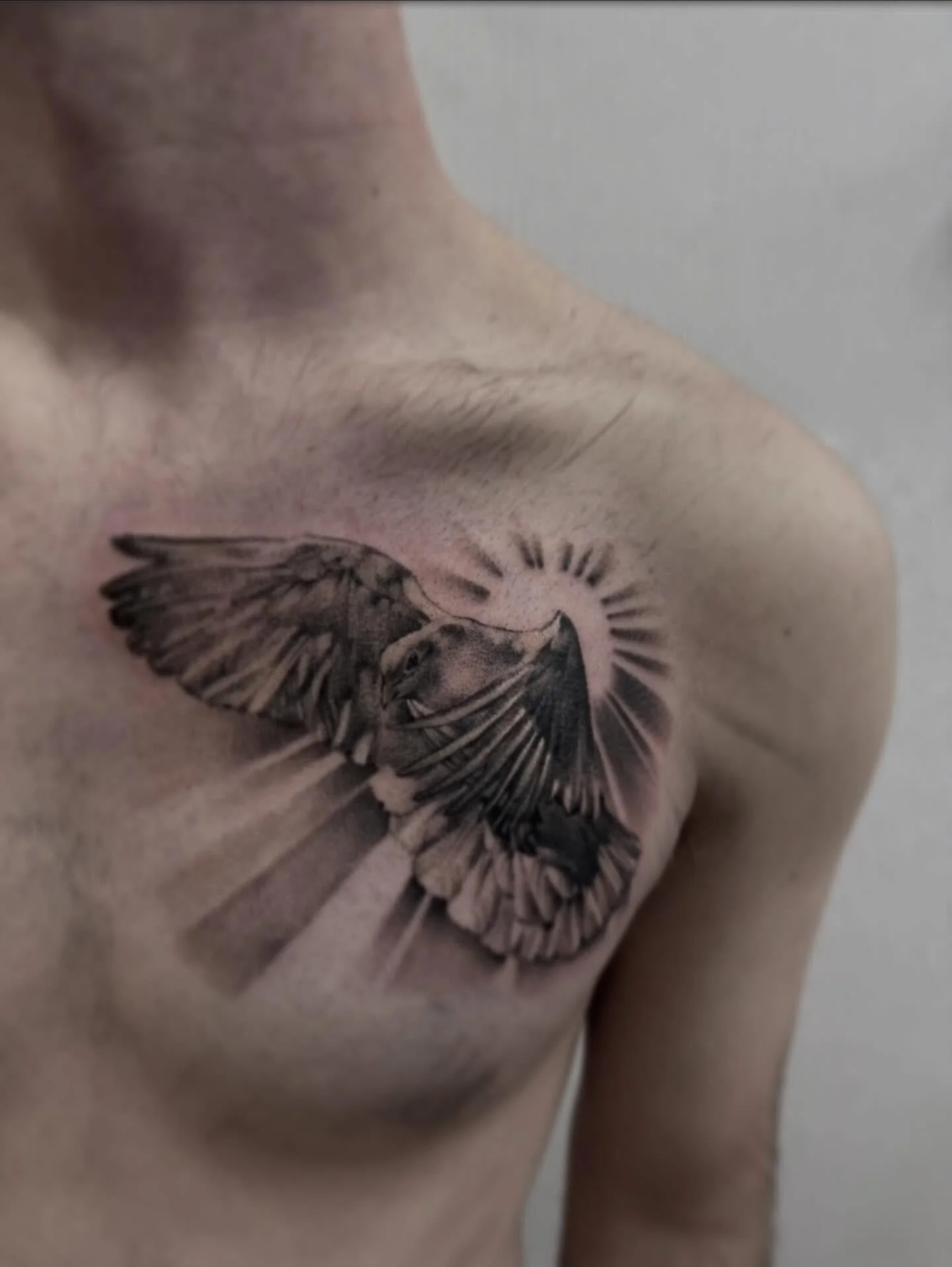 Second photo looks like bro just had his soul punched out of his body. Way to sit well Carter. Not an easy place to get tattooed 😤

#dovetattoo #birdtattoo #dadtooer #figtattoostudio