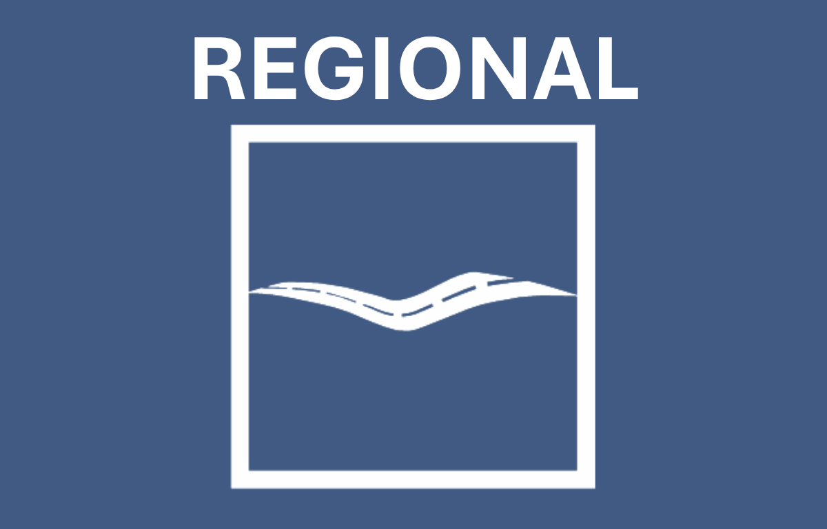Graphic with the word 'REGIONAL' at the top, a white square border, and a stylized wave or river inside the square.