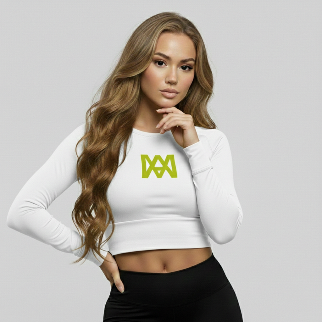 Cropped Long Sleeve with Mustard Yellow Logo