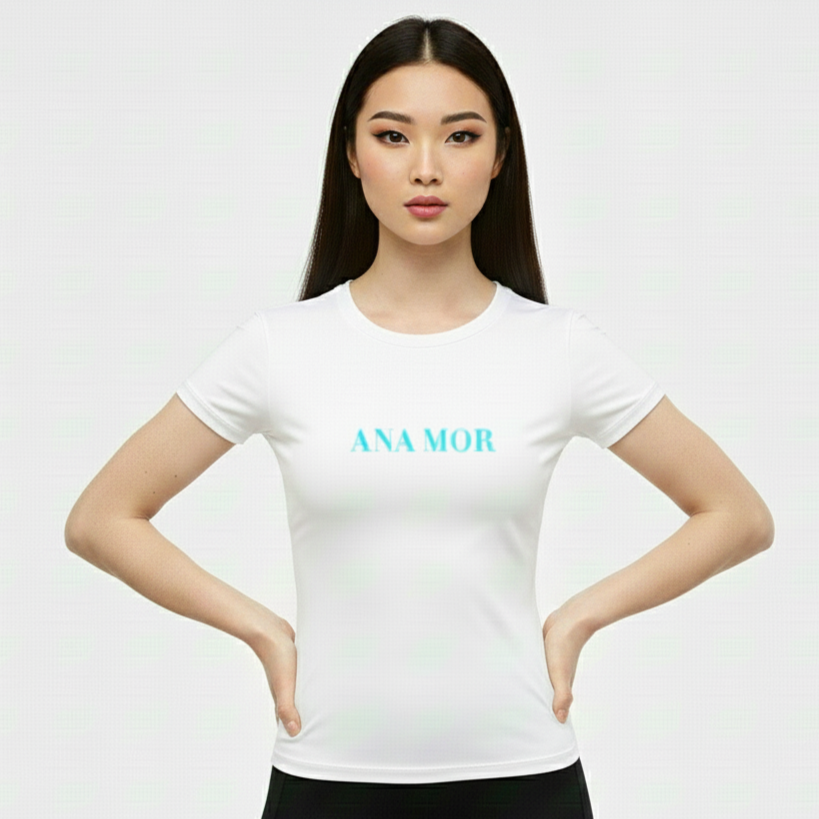 Crew Neck Shirt with Light Blue Logo
