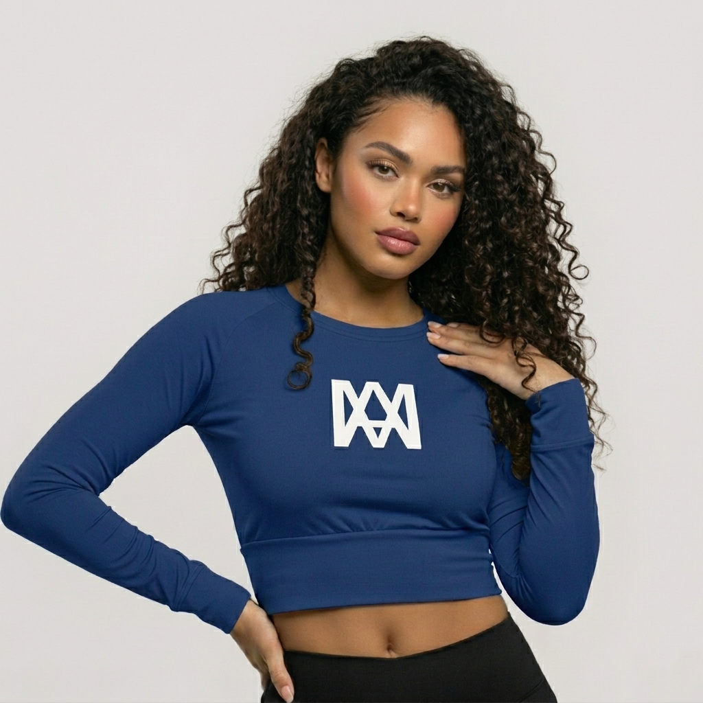 Navy Blue Cropped Long Sleeve