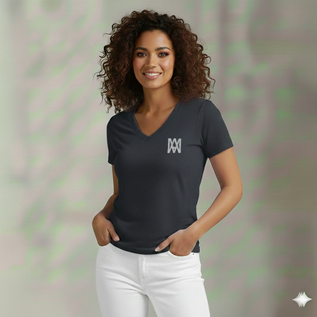 Signature V-Neck in Heather Navy