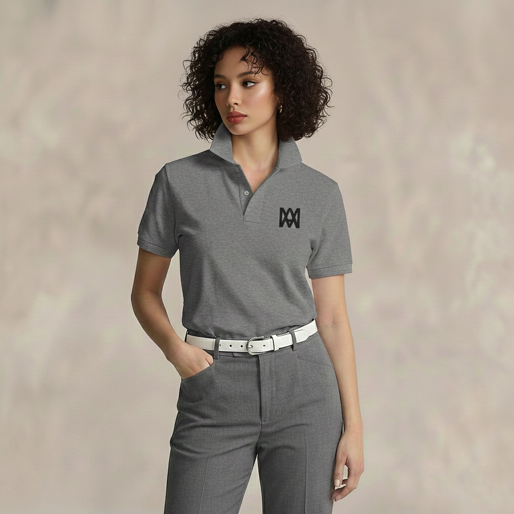 ANA MOR Women's Grey Melange Polo Shirt