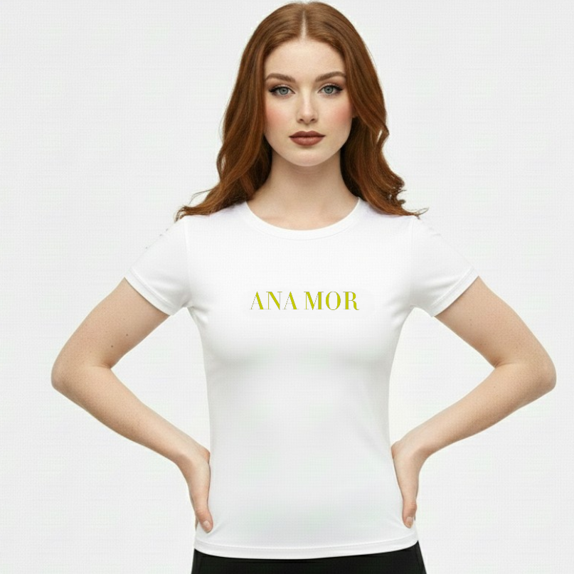 Crew Neck Shirt with Mustard Yellow Logo