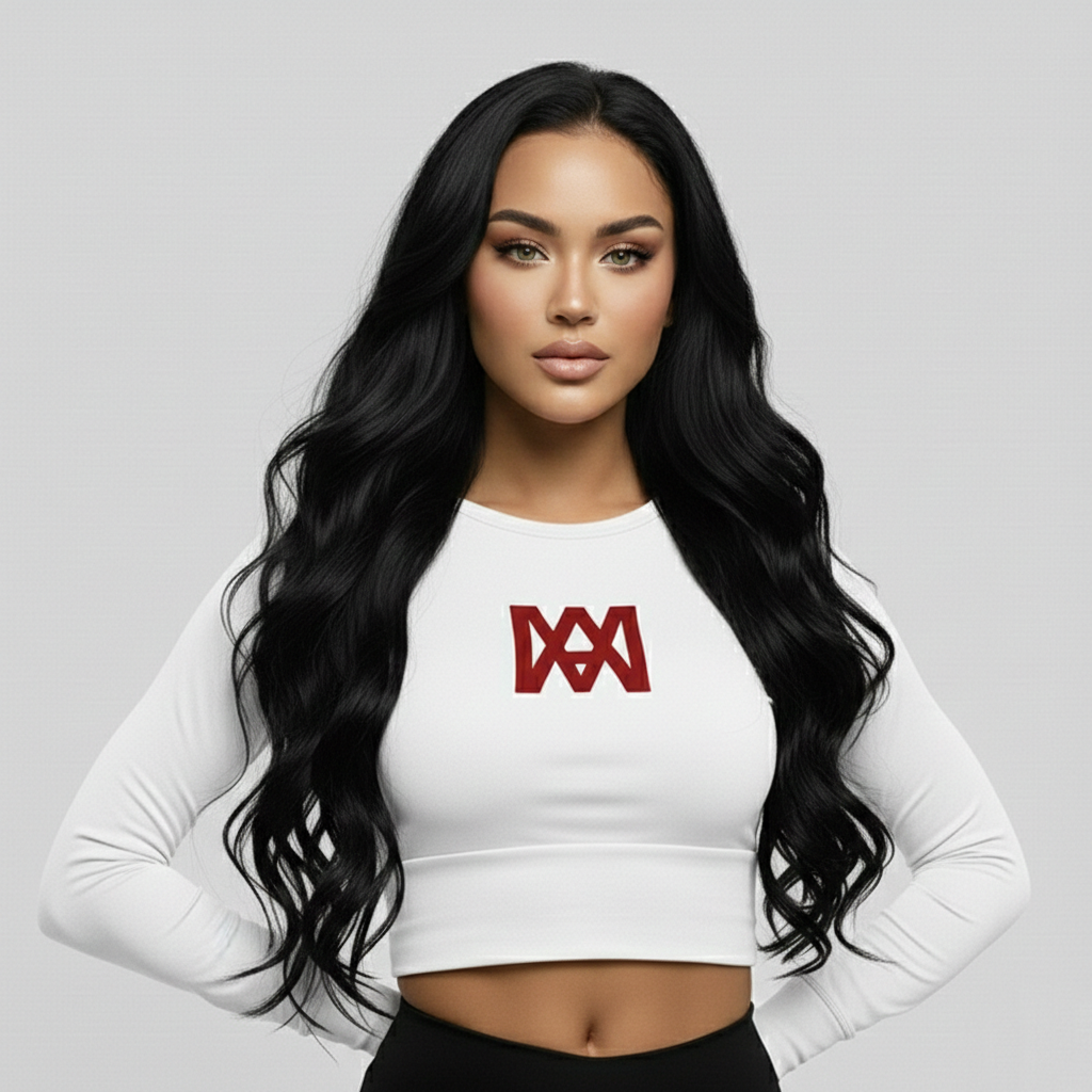 Cropped Long Sleeve with Burgundy Logo