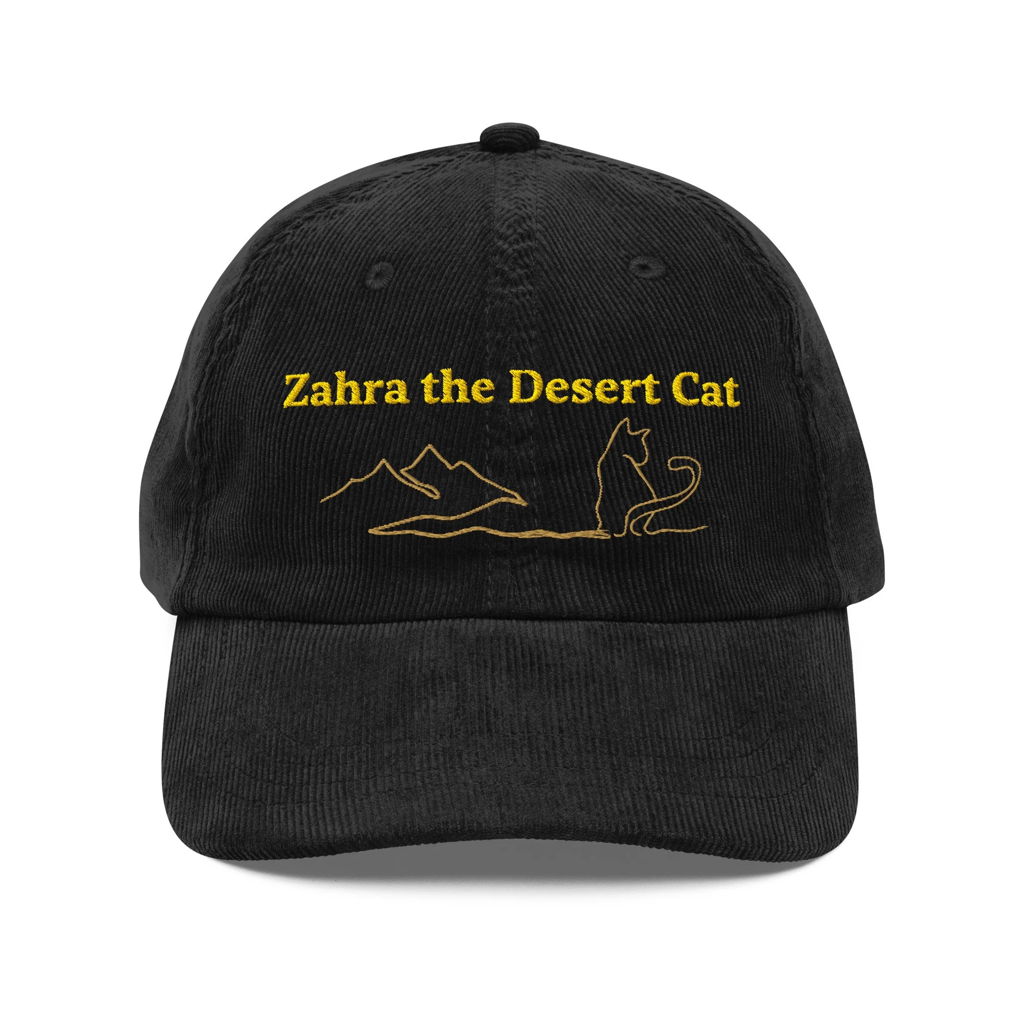 Embroidered Desert Cat Vintage corduroy cap