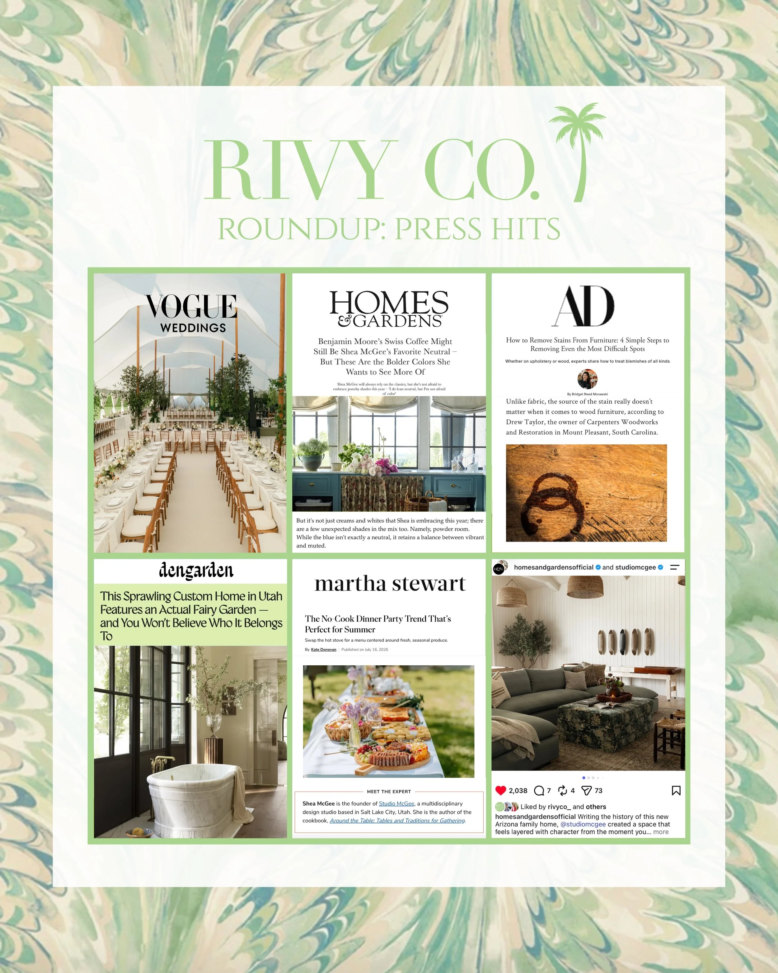 Rivy Co. Roundup: Recent Press Hits 🌴

A few wins we&rsquo;re celebrating. Our clients @arteitalicacrownlinen, @shea_mcgee, and @carpenterswoodworks featured across some of our favorite publications this month.