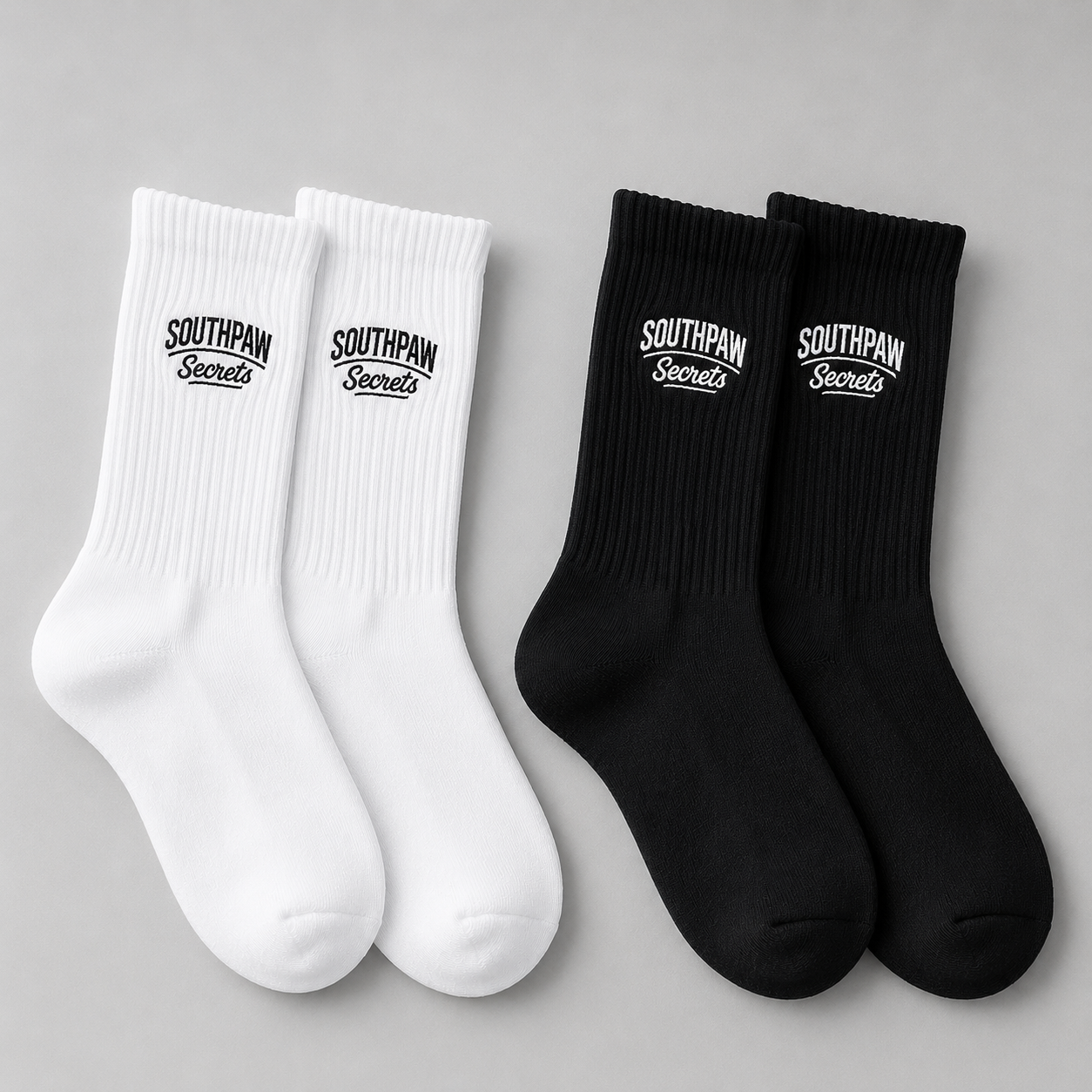 Embroidered SOUTHPAW SECRETS™ Essential Crew Socks 3pack