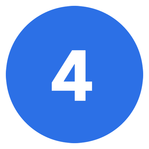 Blue circular sign with the number 4 in white.