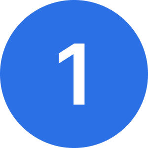 A blue circular icon with a white number one in the center.