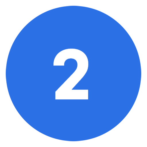 Blue circular icon with the number 2 in white