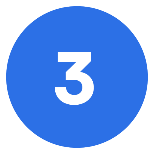Blue circular icon with the number 3 in white.