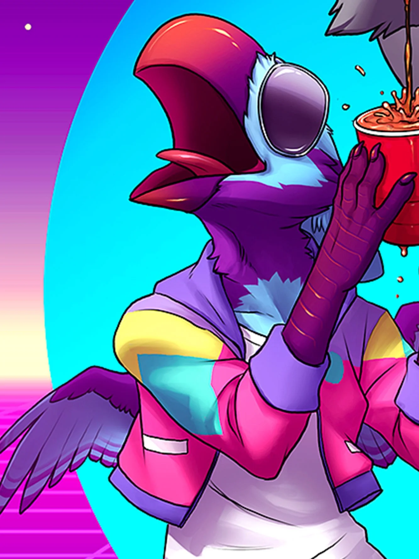 Merystic partying in a windbreaker and 80s vibes