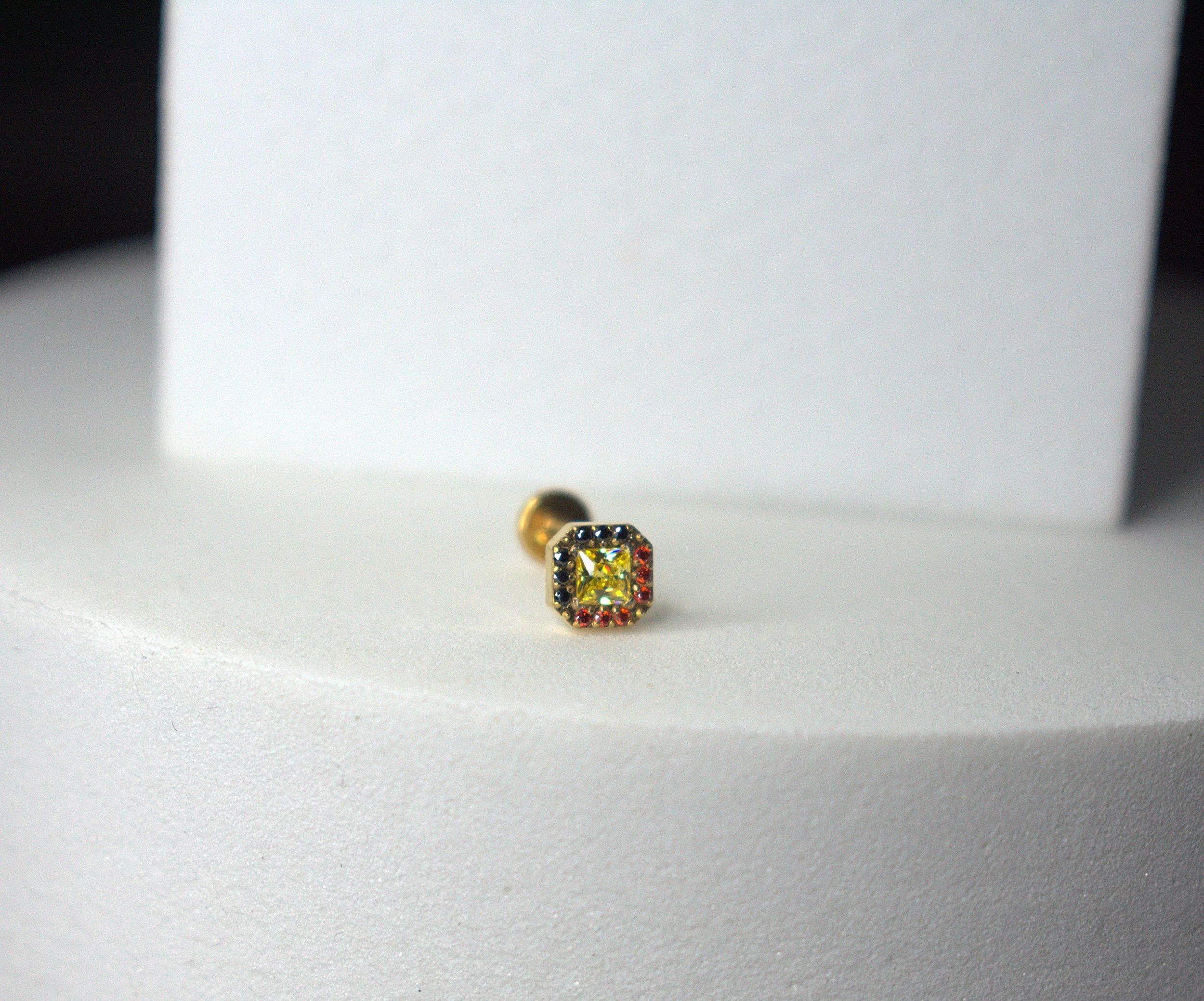 Aboriginal Flag Labret - Gold