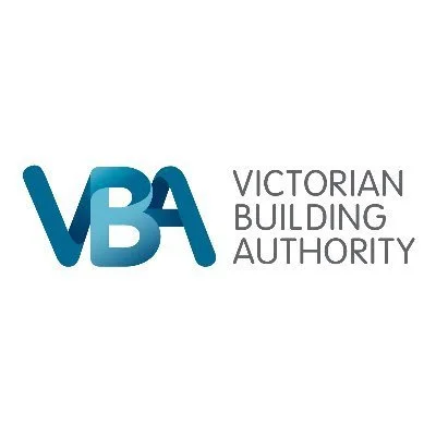 Logo of the Victorian Building Authority with stylized letters 'VBA' and the text 'Victorian Building Authority' beside it.
