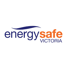 Energy Safe Victoria logo with blue wave and orange text