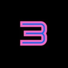 Number three in pink and blue neon style on a black background.