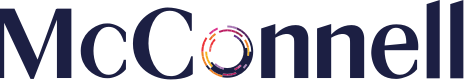 McConnell logo with stylized circular design in the 'o'