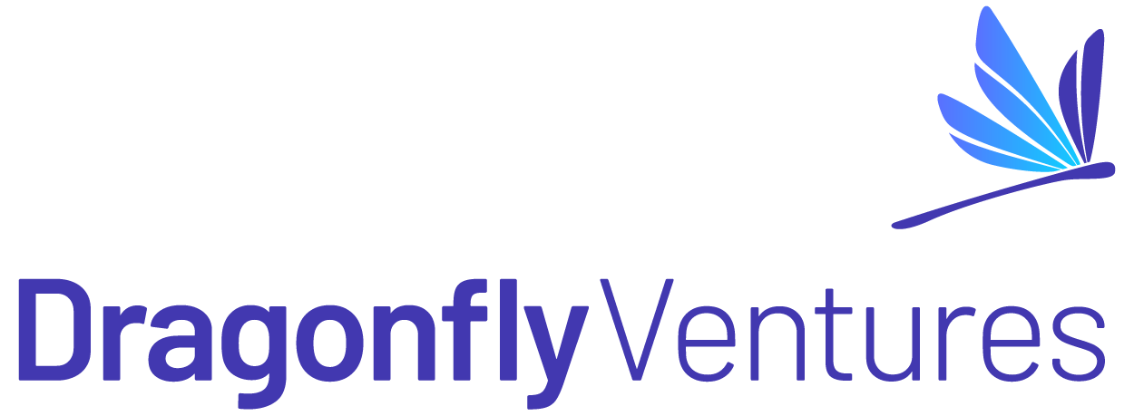 Logo for Dragonfly Ventures featuring a stylized dragonfly with blue and purple wings.