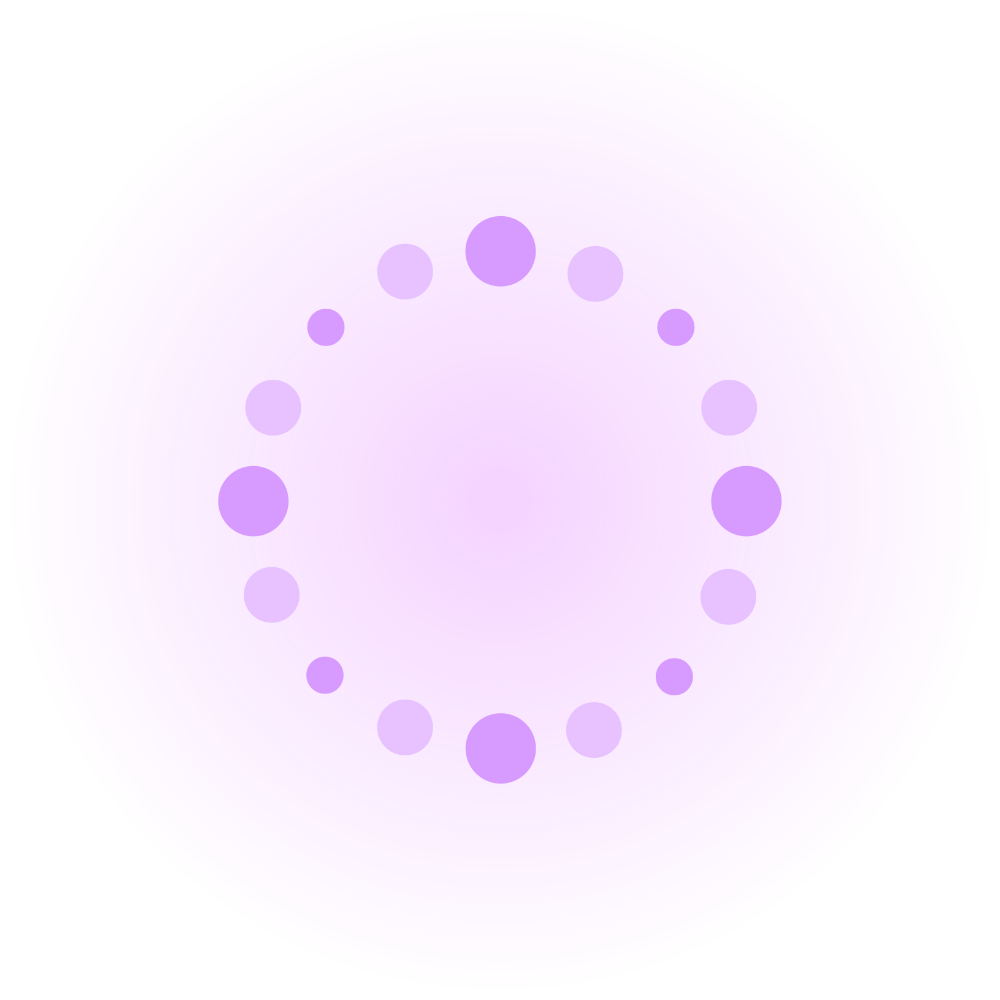 Pink and purple glowing circular pattern with concentric circles and dots.