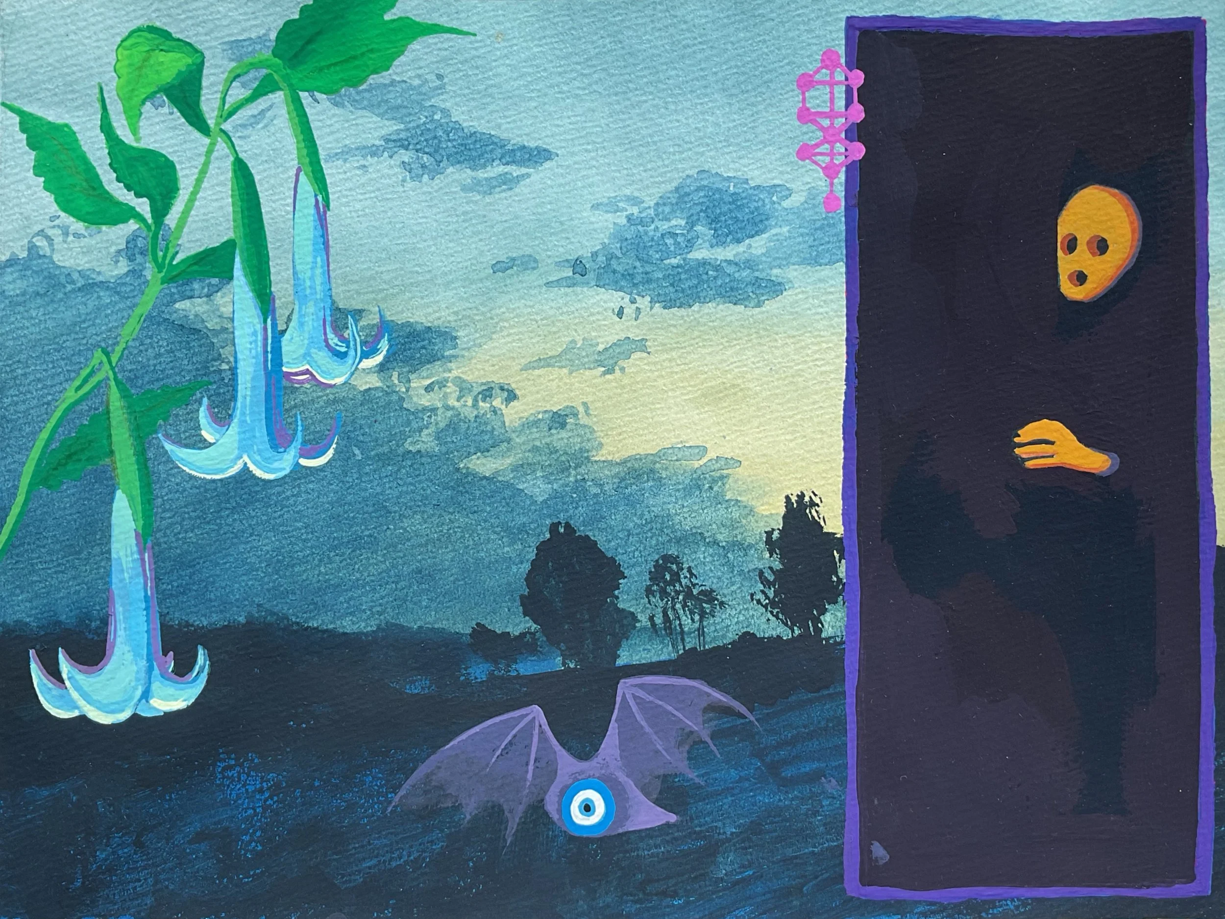 Sunrise, 2024, Watercolor, colored pencil, and gouache on paper, 7.5 in. x 10 in.