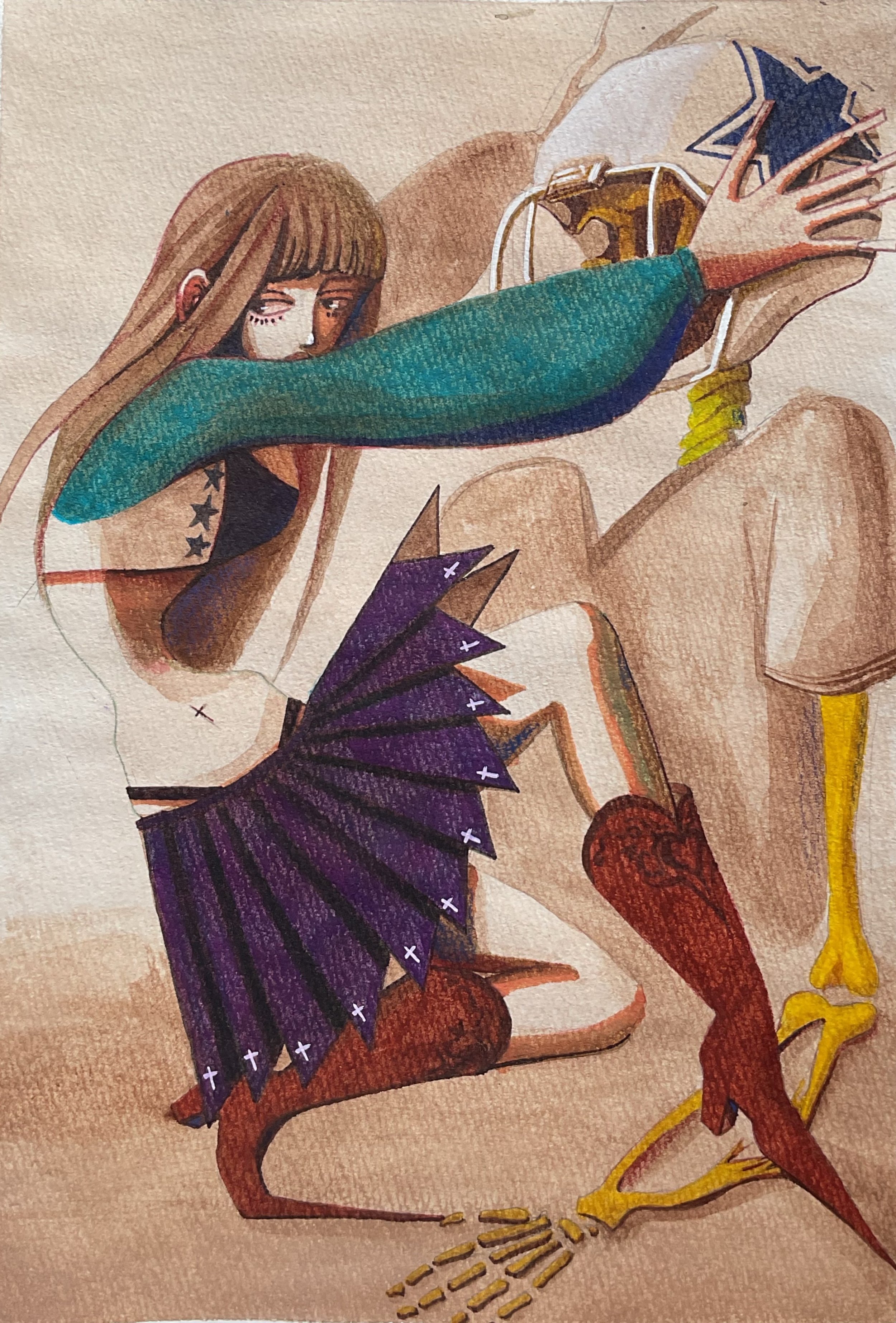 This Time it will be Different, 2024, Watercolor on paper, 10.5 in. x 7 in.