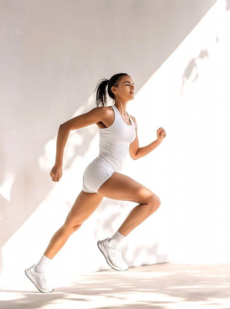 A girl running down a path