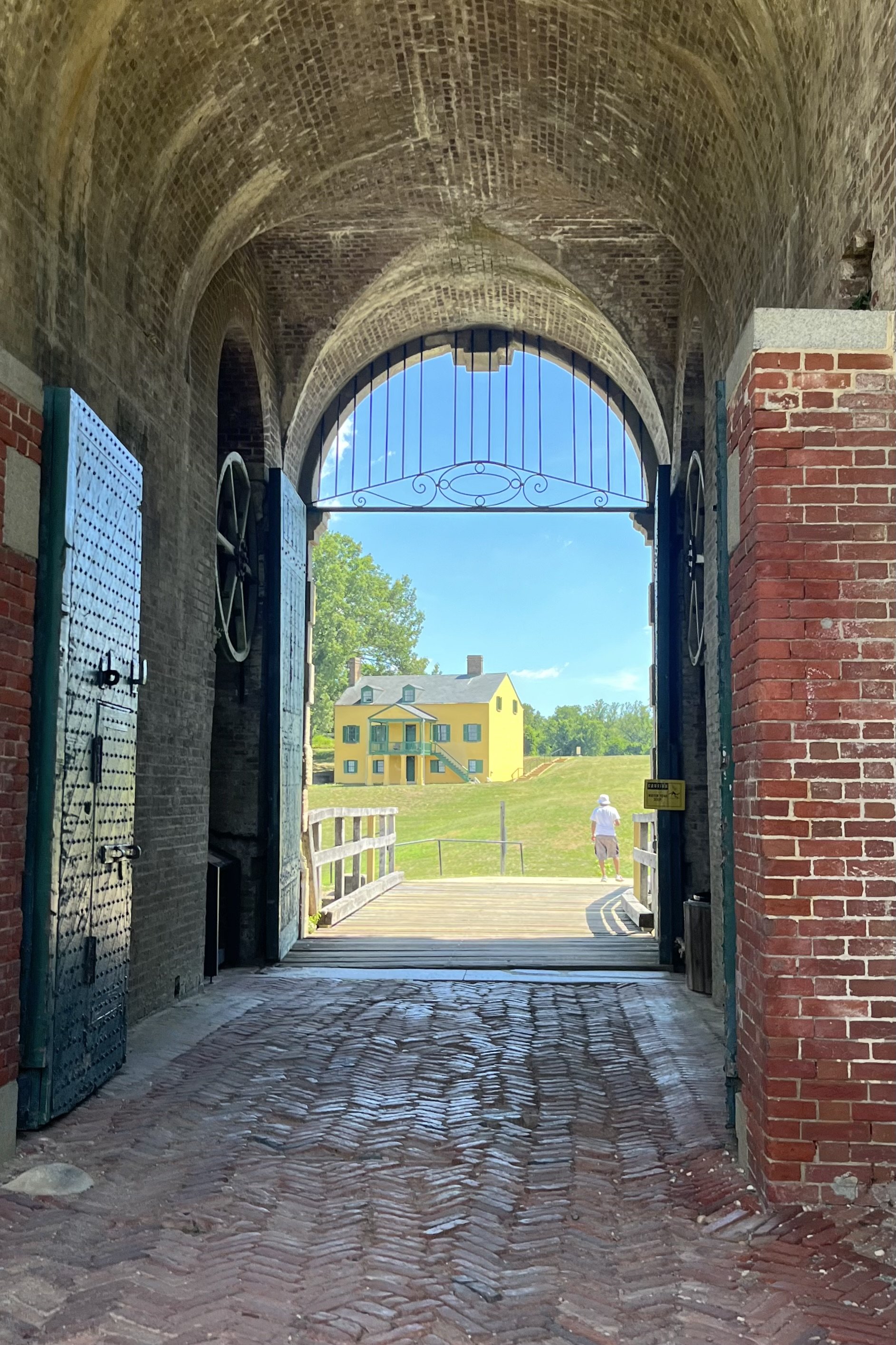 Historic stone gateway at Fort Washington Park in Maryland.