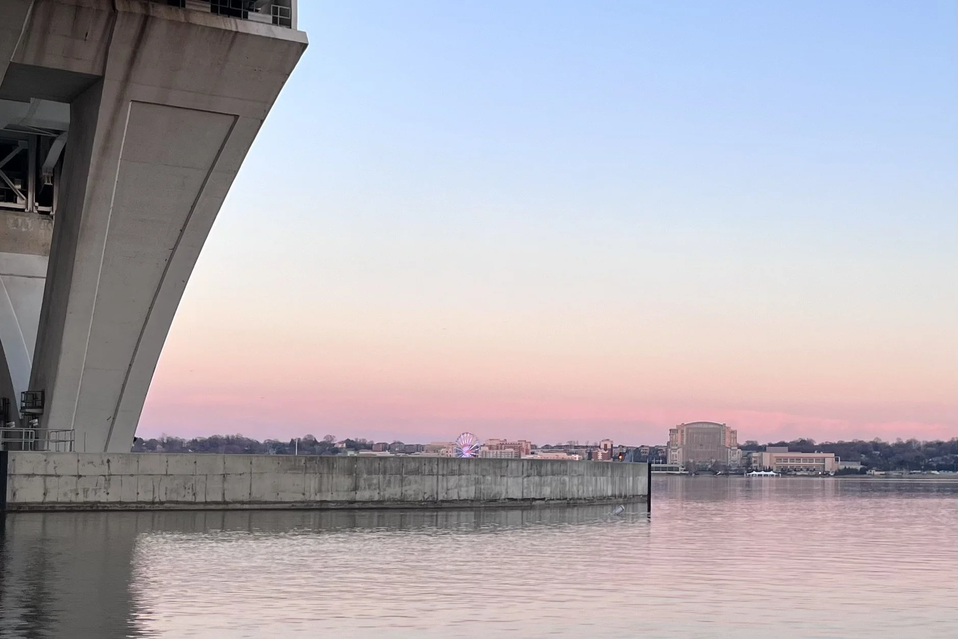 Sunset colors over the Potomac River at Jones Point Park in Alexandria, Virginia.