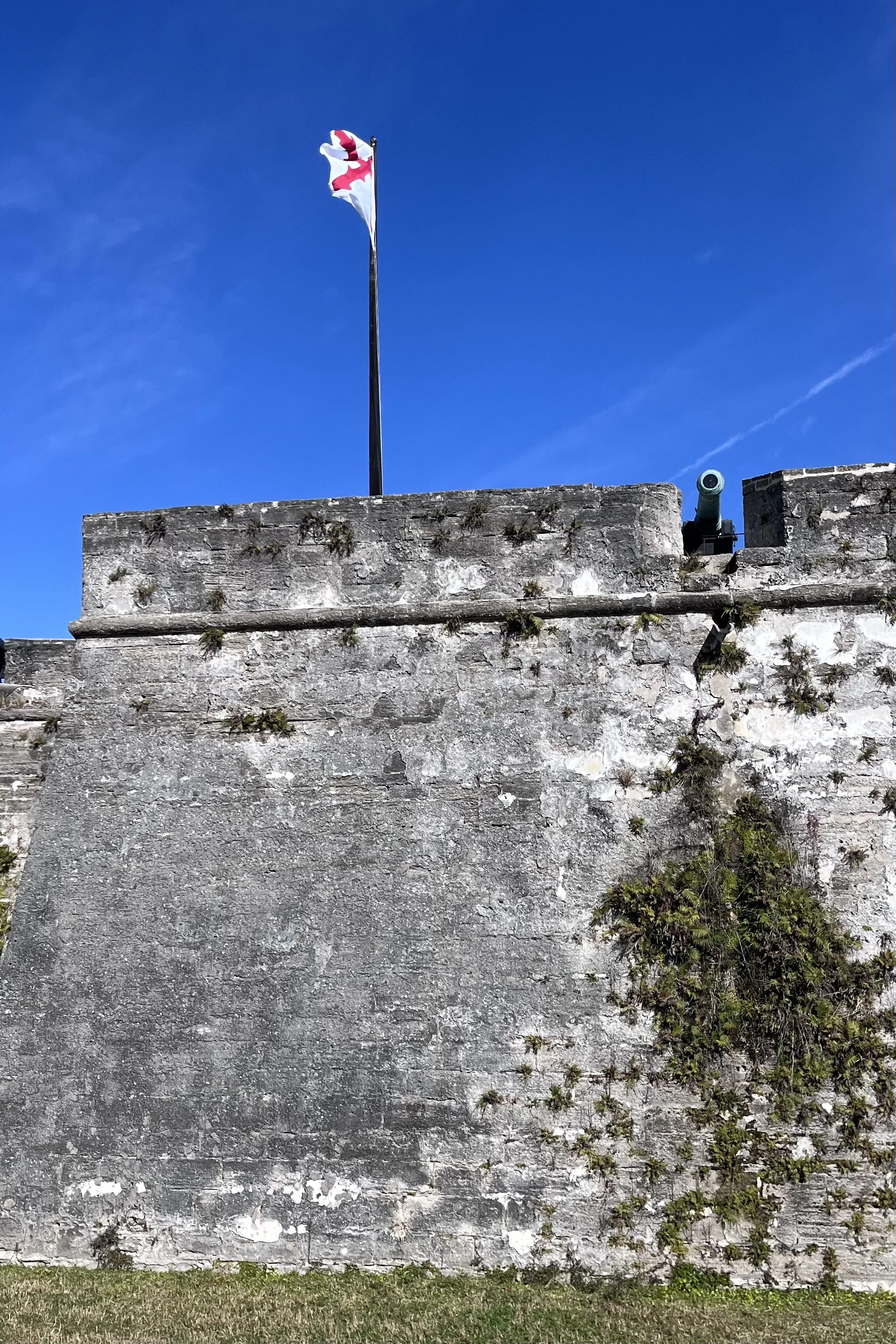 Castillo de San Marcos fort wall under a blue January sky in St. Augustine