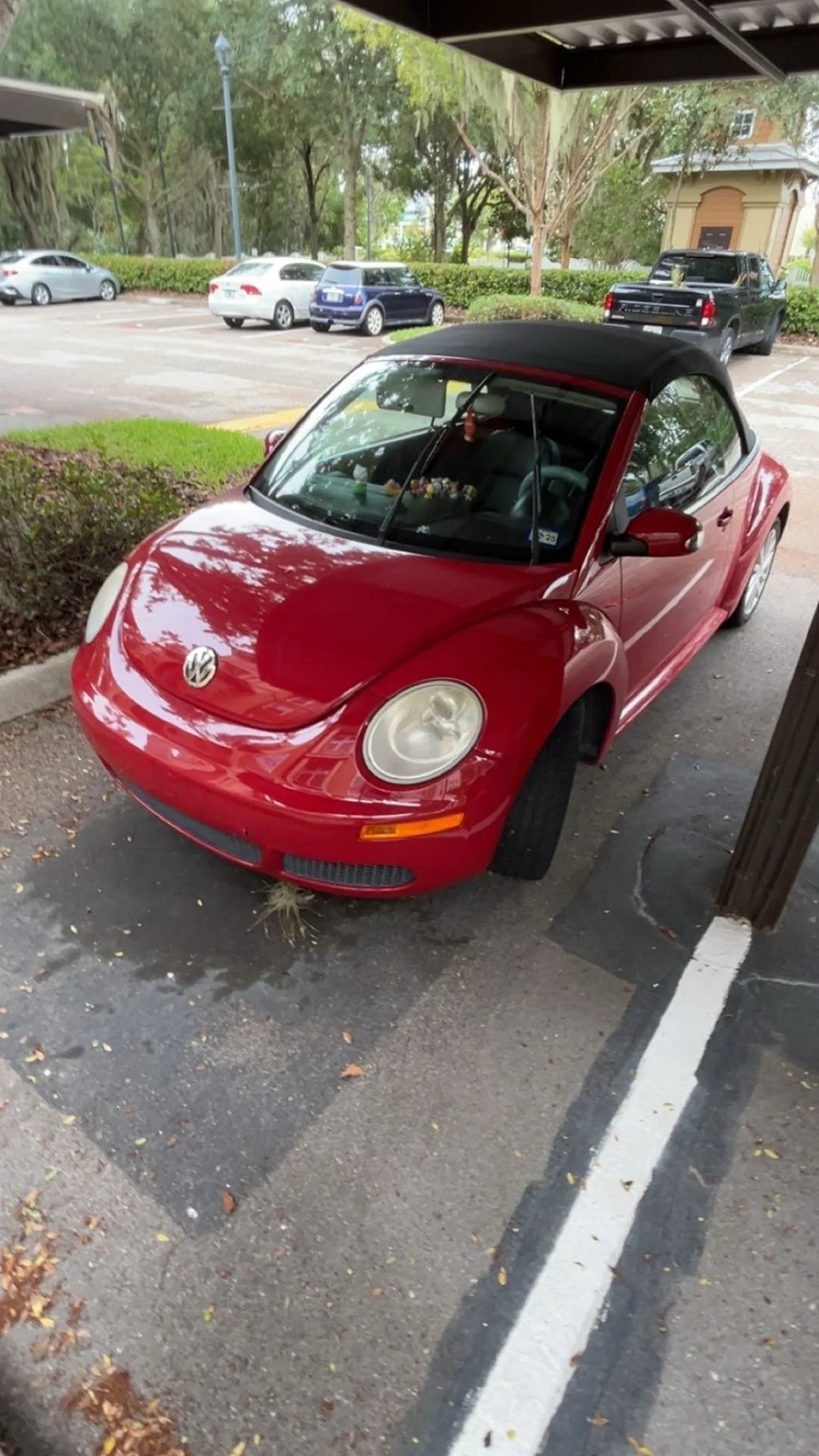 Red Volkswagen Beetle convertible after exterior detail by R.K. Mobile Detailing, Palm Coast, FL
