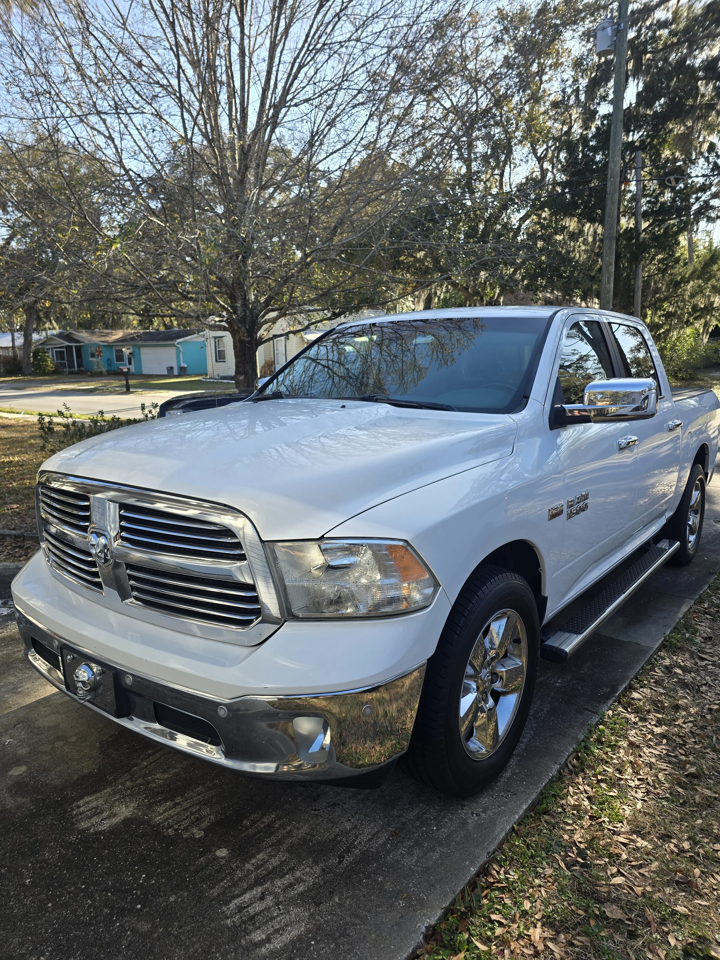White Dodge Ram 1500 after full detail by R.K. Mobile Detailing, serving Palm Coast and surrounding areas