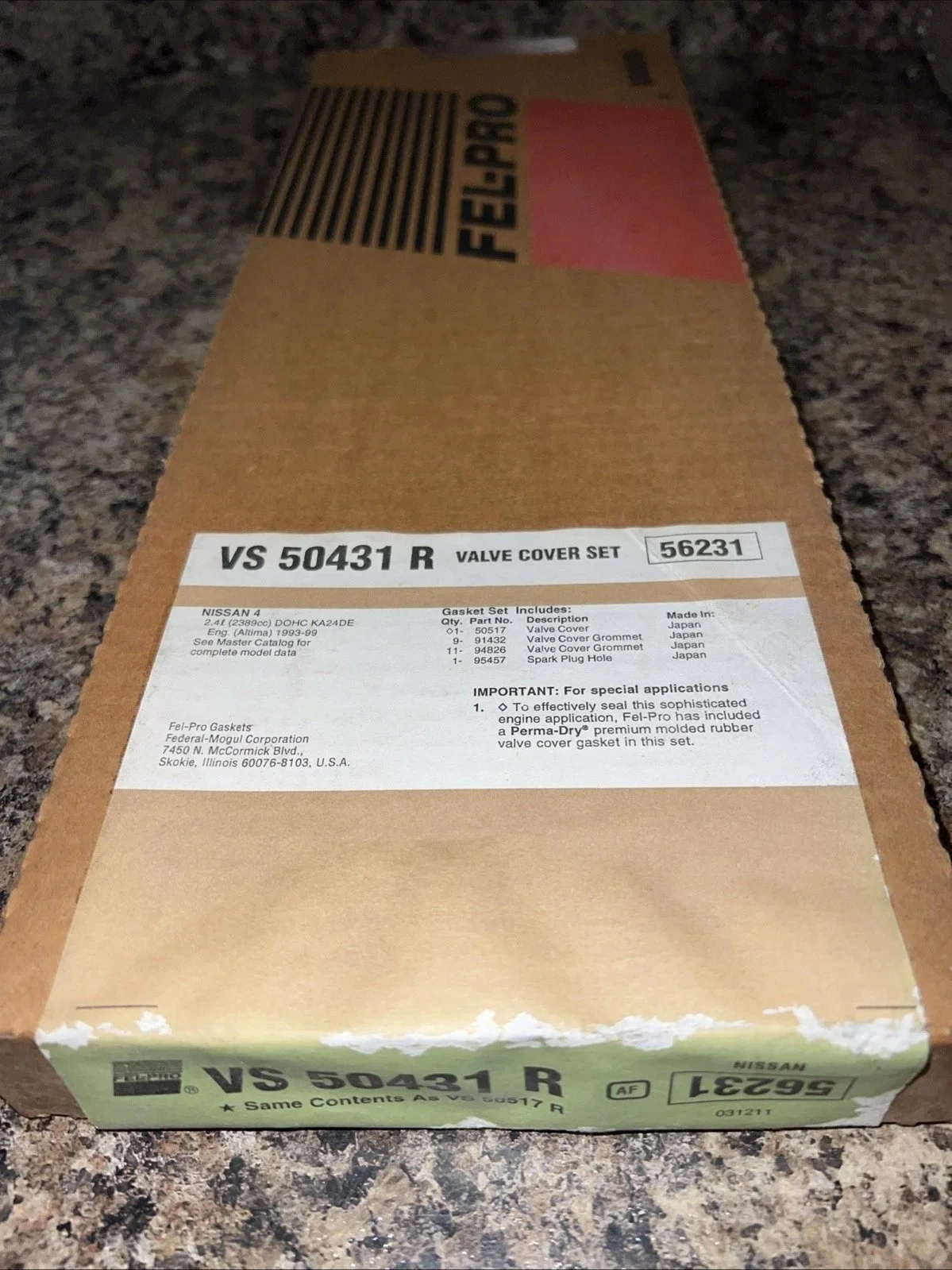 Valve Cover Gasket Set  (Felpro  VS50431R)  93-97