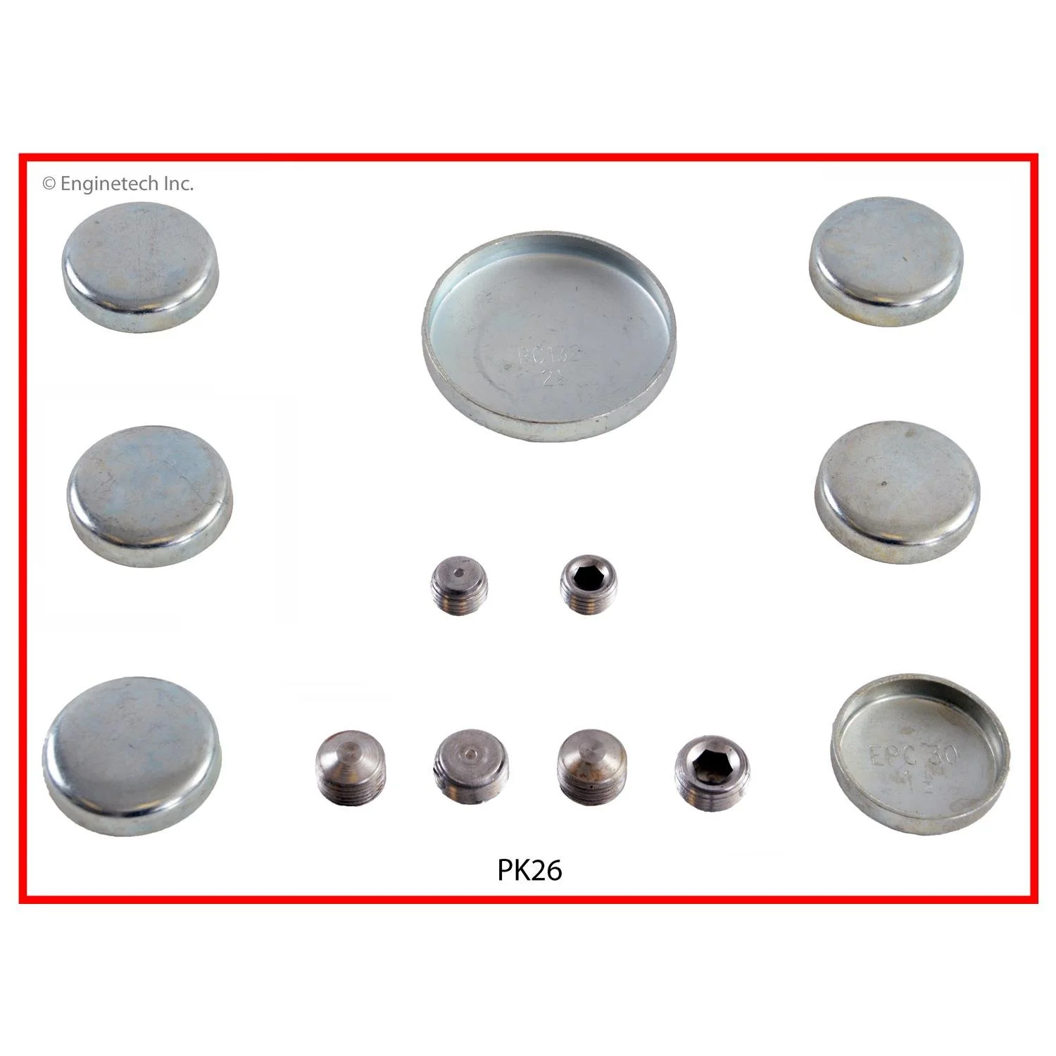 Frost Plug Set - Steel  (Enginetech  PK26)  68-97