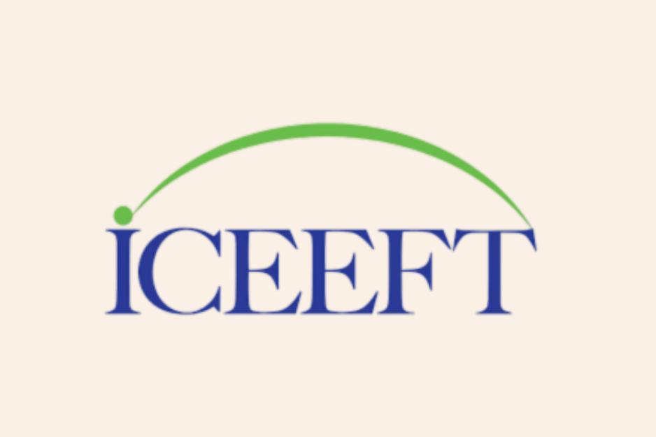 Logo for ICEEFT with blue text and a green arc over it.