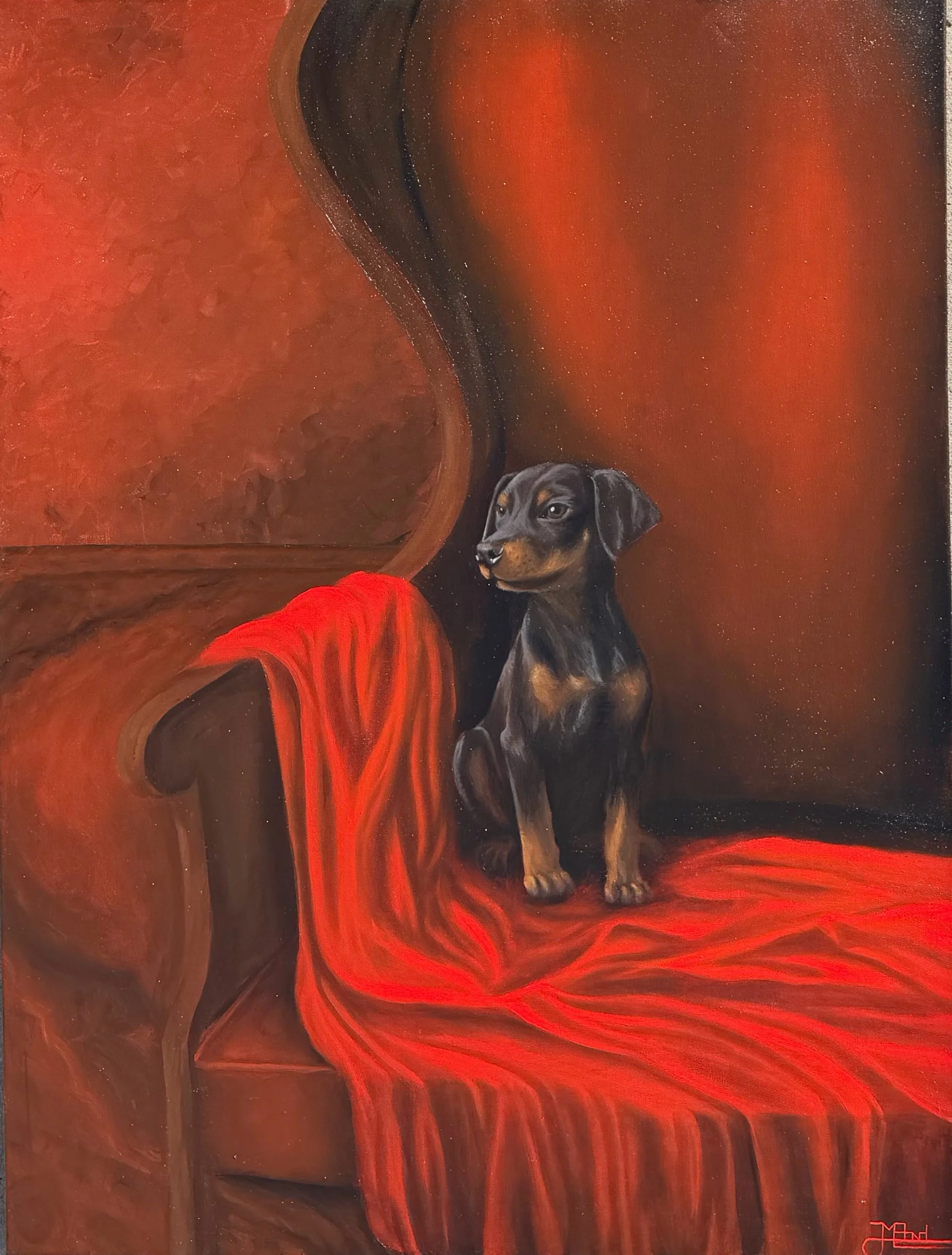 Portrait of a Young Doberman