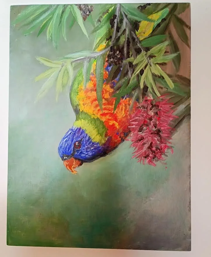 Artist: Elisa Brogan | Title: Lorikeet | Medium: Acrylics | Size (W x H): 23 x 31 cm