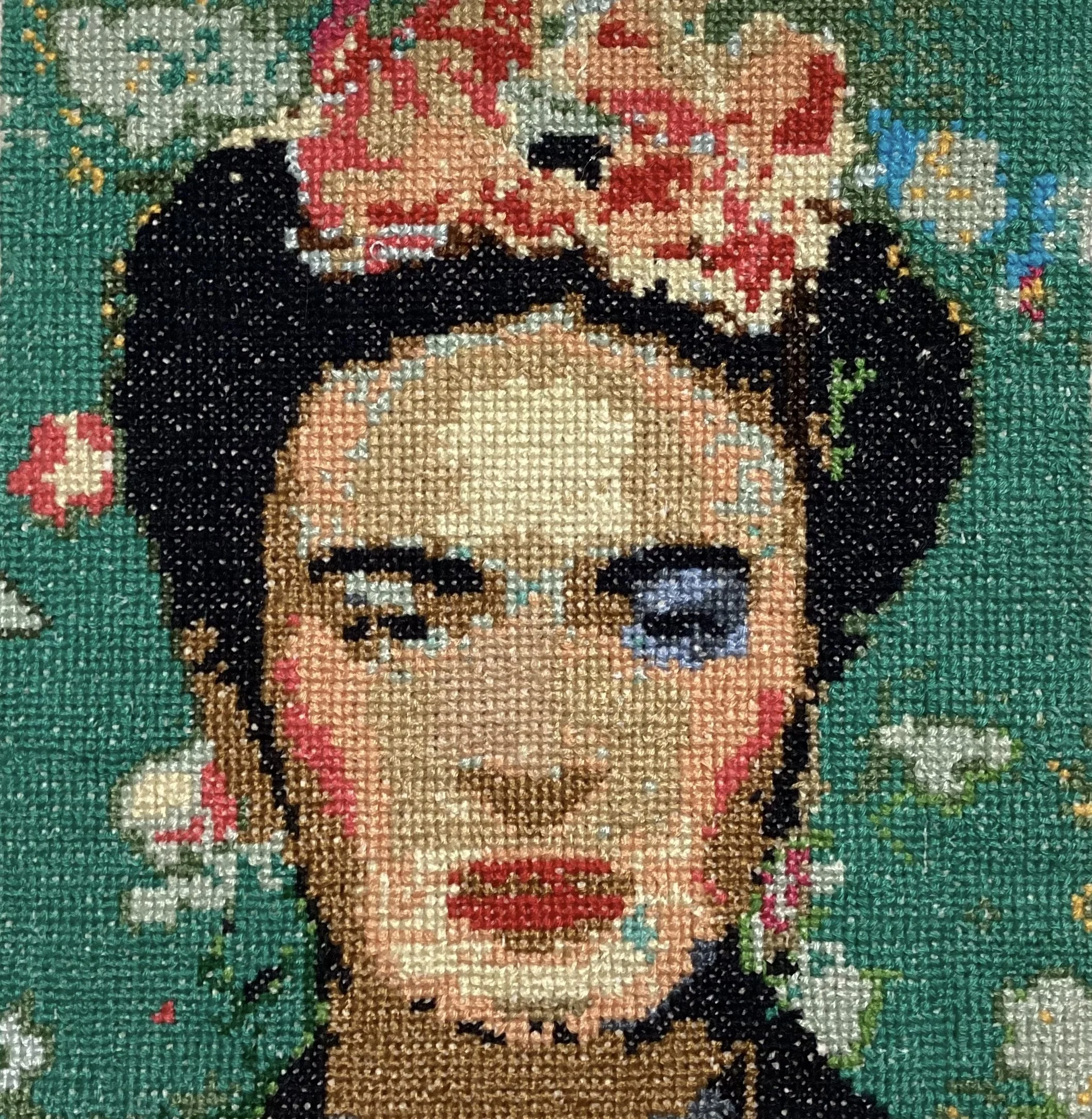 Artist: Elysabeth Lambert | Title: Fabulous Frida | Medium: Cross Stitch | Size (W x H): 30 x 30 cm