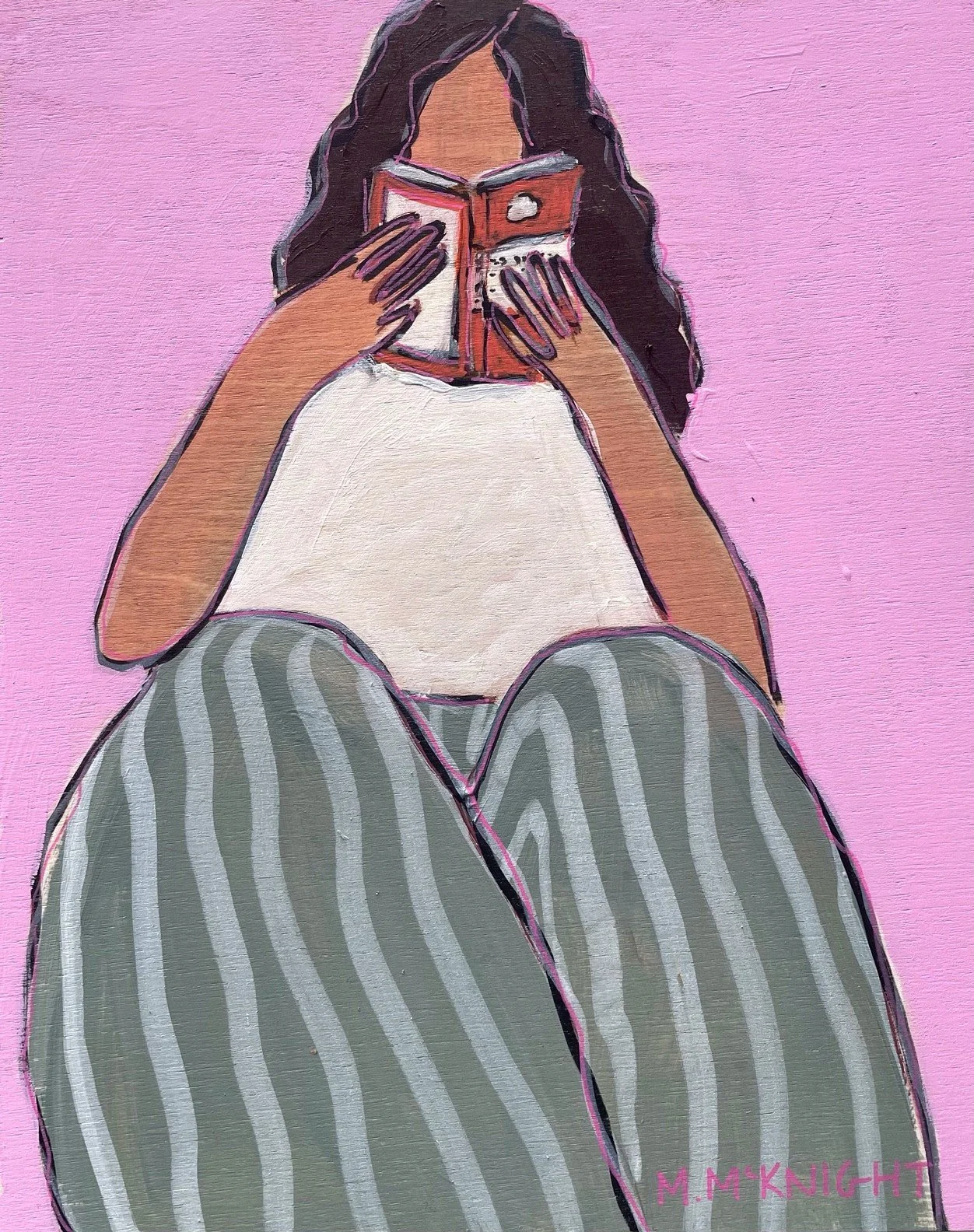 Artist: Marnie McKnight | Title: Mini Reader 1 | Medium: Acrylics on Canvas | Size (W x H): 20 x 25 cm