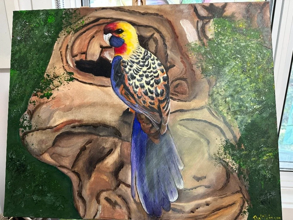 Artist: Tracy Wilkinson | Title: Eastern Rozella | Medium: Acrylic | Size (W x H): 40 x 50 cm