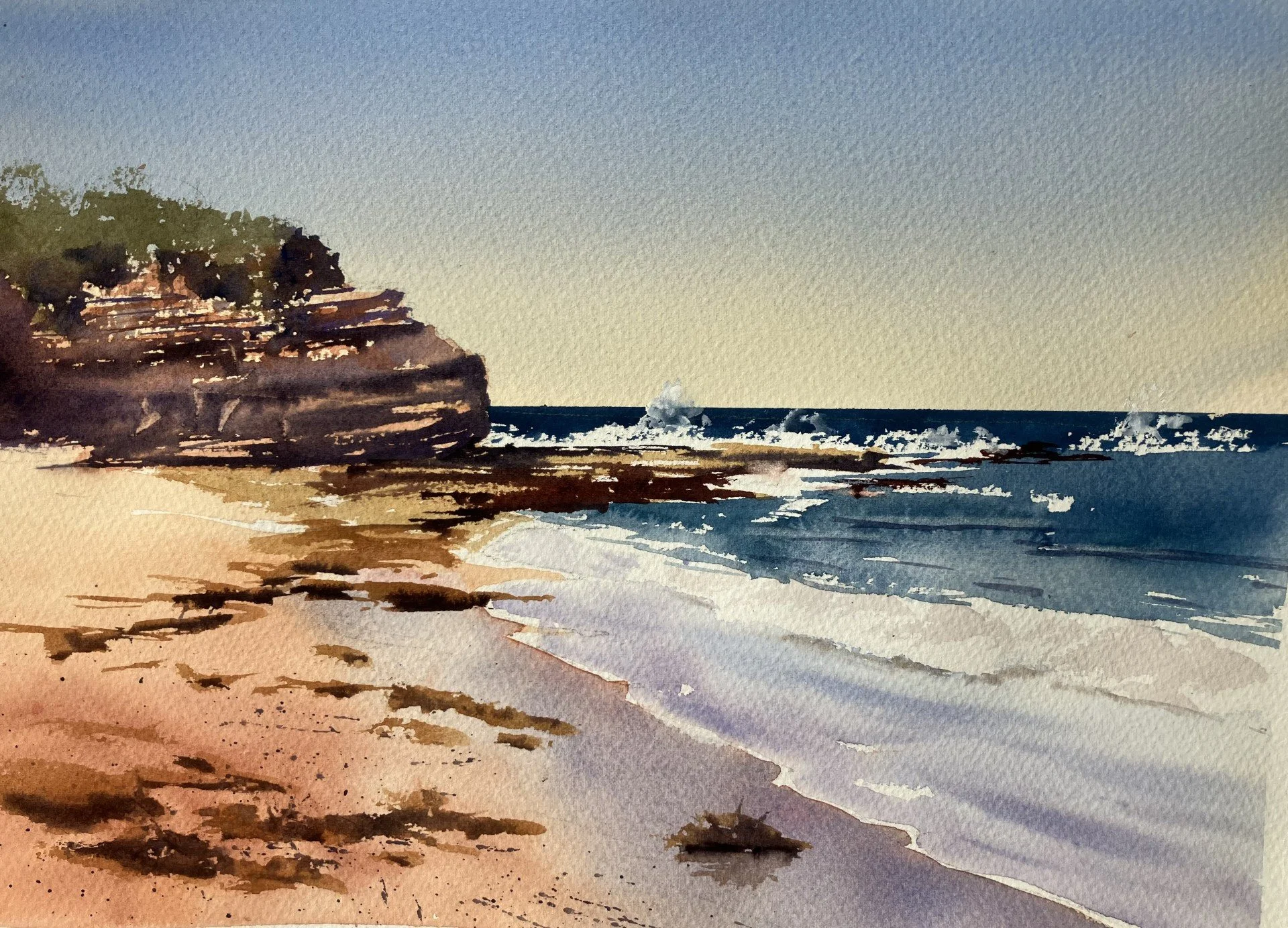 Artist: Trish Maclachlan | Title: Austinmer Beach | Medium: Watercolour | Size (W x H): 56 x 36 cm