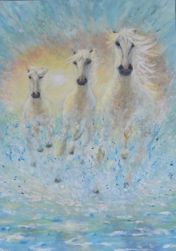 Artist: Gloria Silva | Title: Celestial Messengers | Medium: Acrylic | Size (W x H): 51 x 71.6 cm